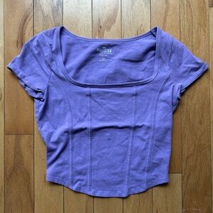 Hollister Purple Crop Blouse Short Sleeve Fitted